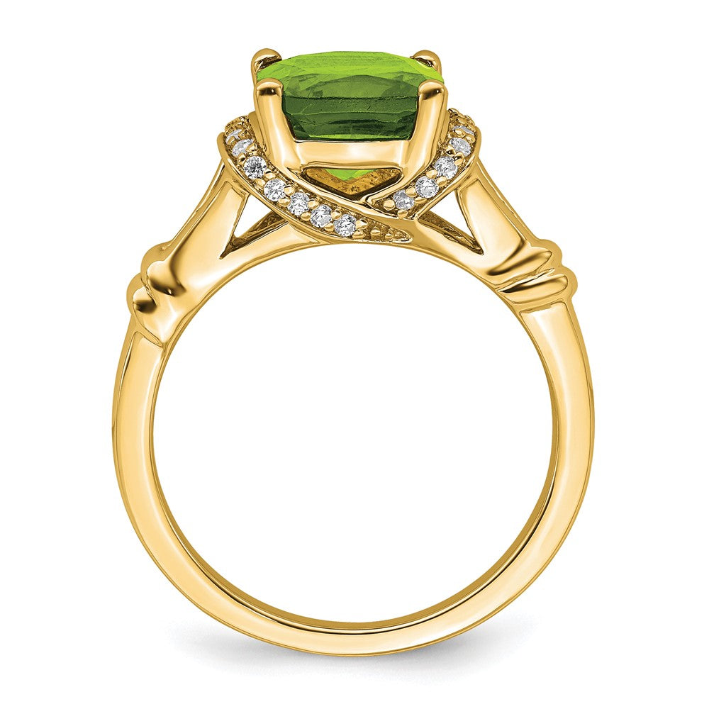 14K Yellow Gold Peridot and Real Diamond Ring