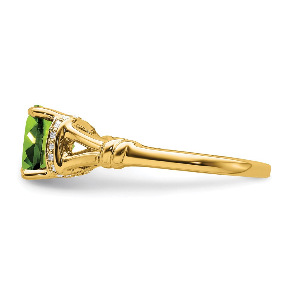 14K Yellow Gold Peridot and Real Diamond Ring