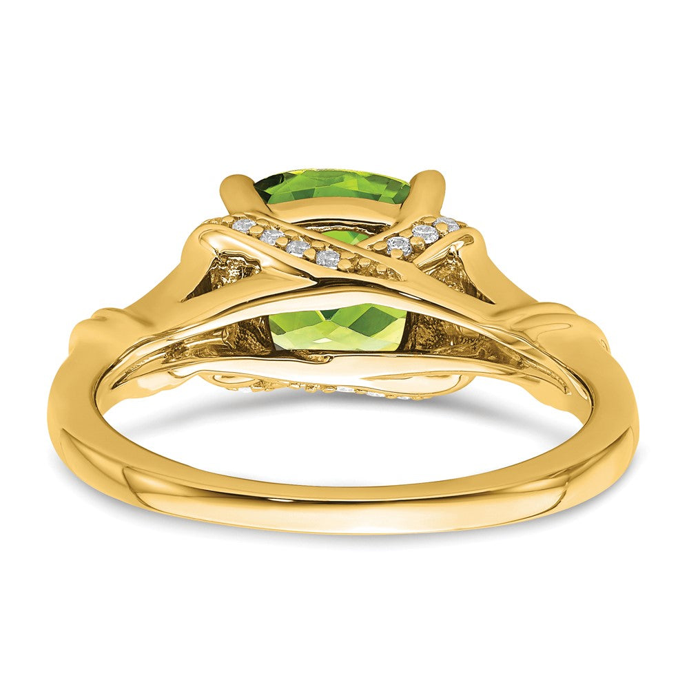 14K Yellow Gold Peridot and Real Diamond Ring