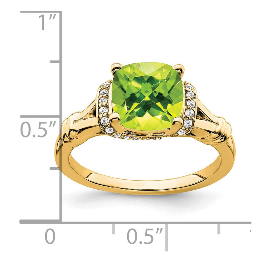 14K Yellow Gold Peridot and Real Diamond Ring