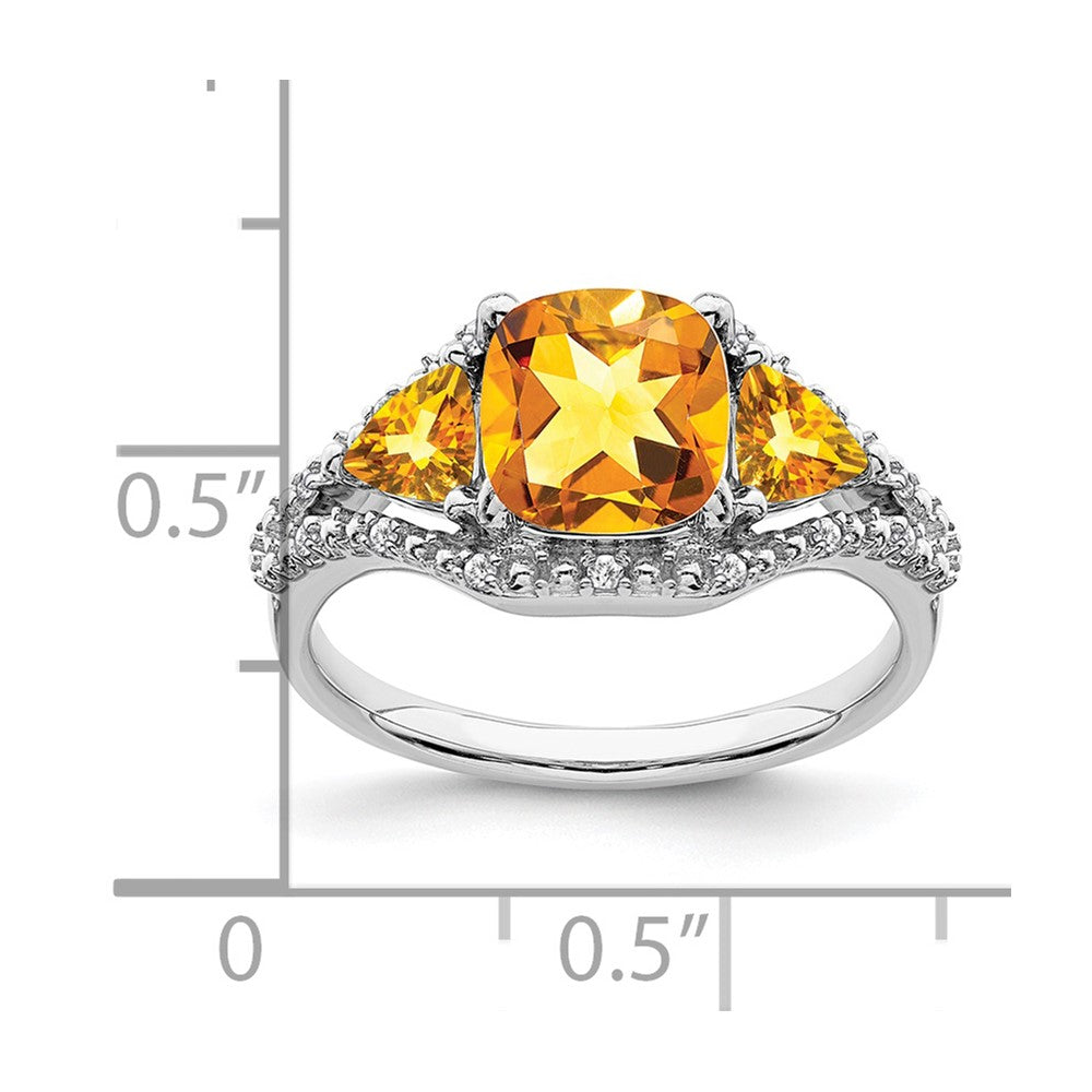 Solid 14k White Gold Simulated Citrine and CZ Ring