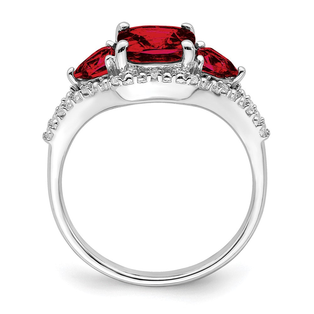 14k White Gold Garnet and Real Diamond Ring