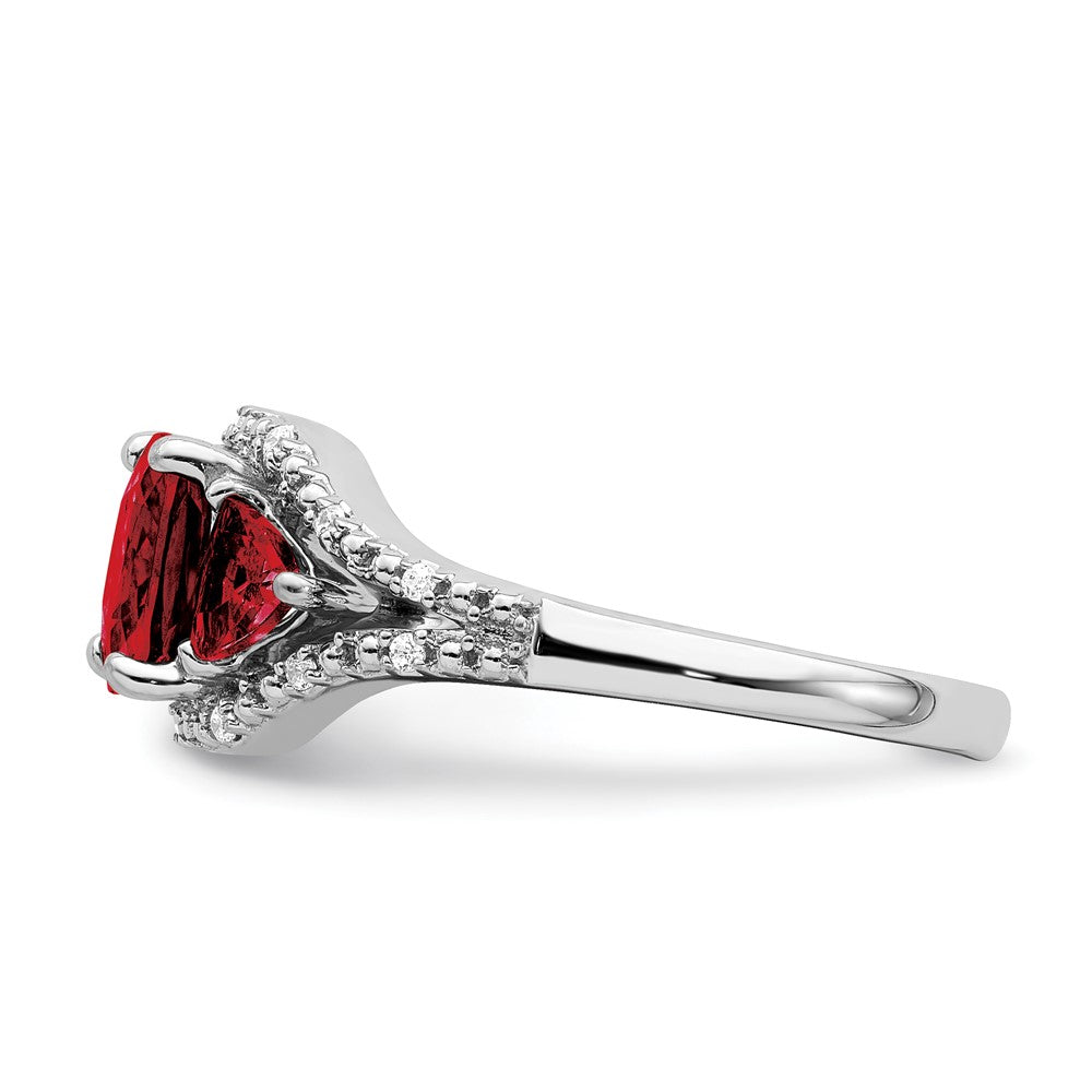 14k White Gold Garnet and Real Diamond Ring