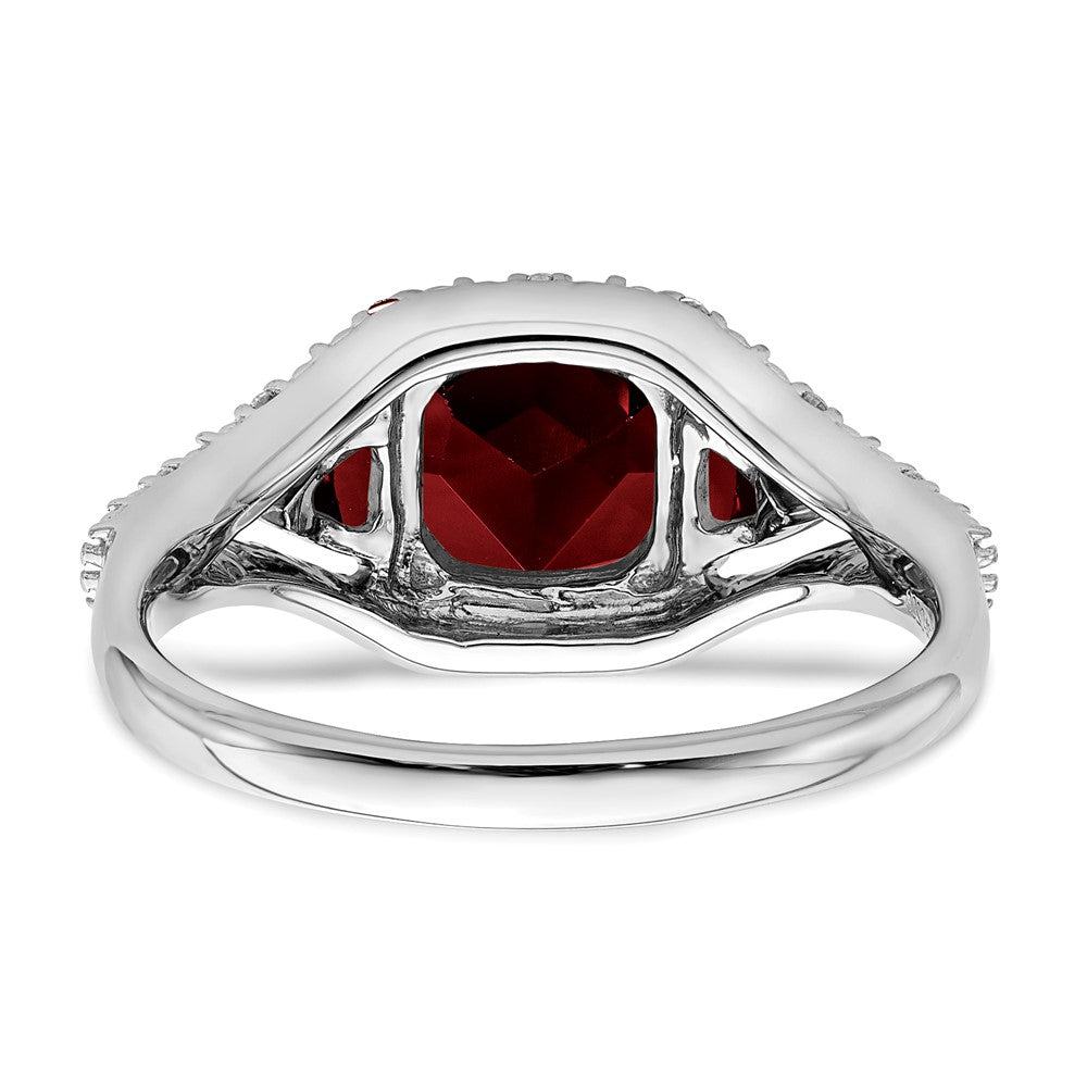 14k White Gold Garnet and Real Diamond Ring