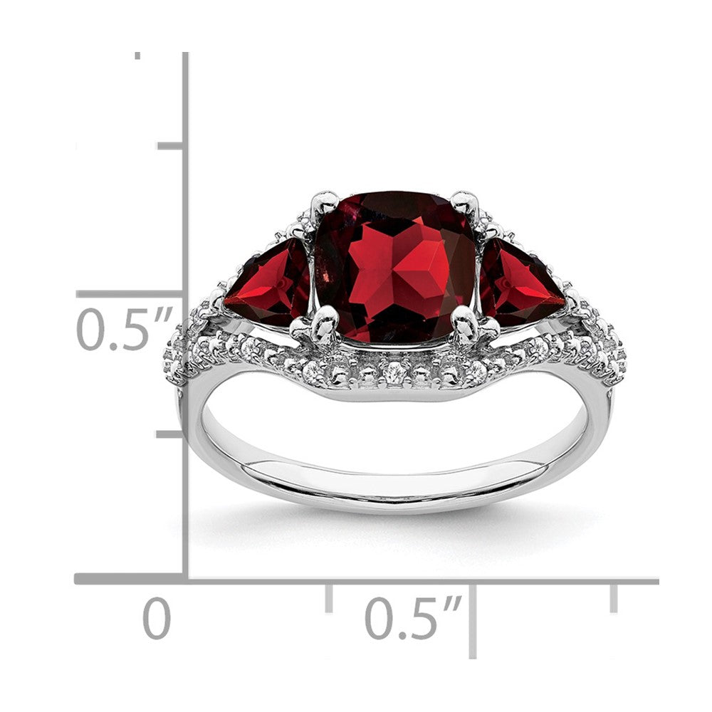 14k White Gold Garnet and Real Diamond Ring