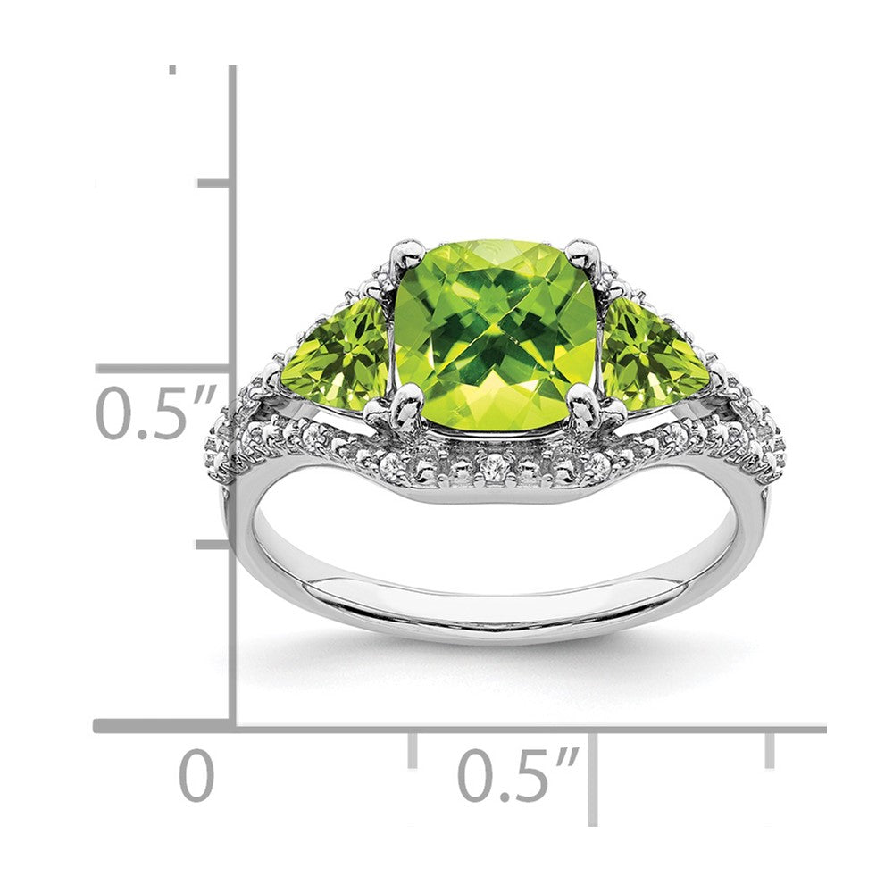 Solid 14k White Gold Simulated Peridot and CZ Ring