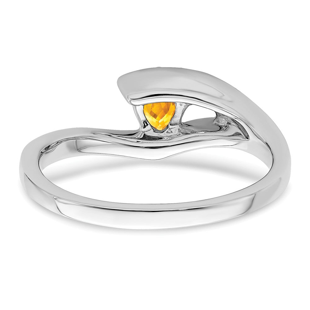 14k White Gold Trillion Citrine and Real Diamond Ring