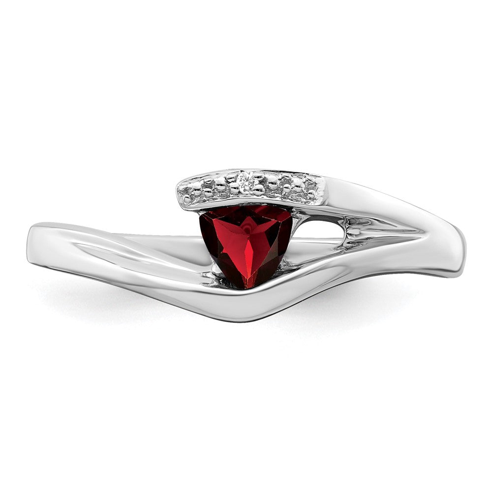 14k White Gold Trillion Garnet and Real Diamond Ring