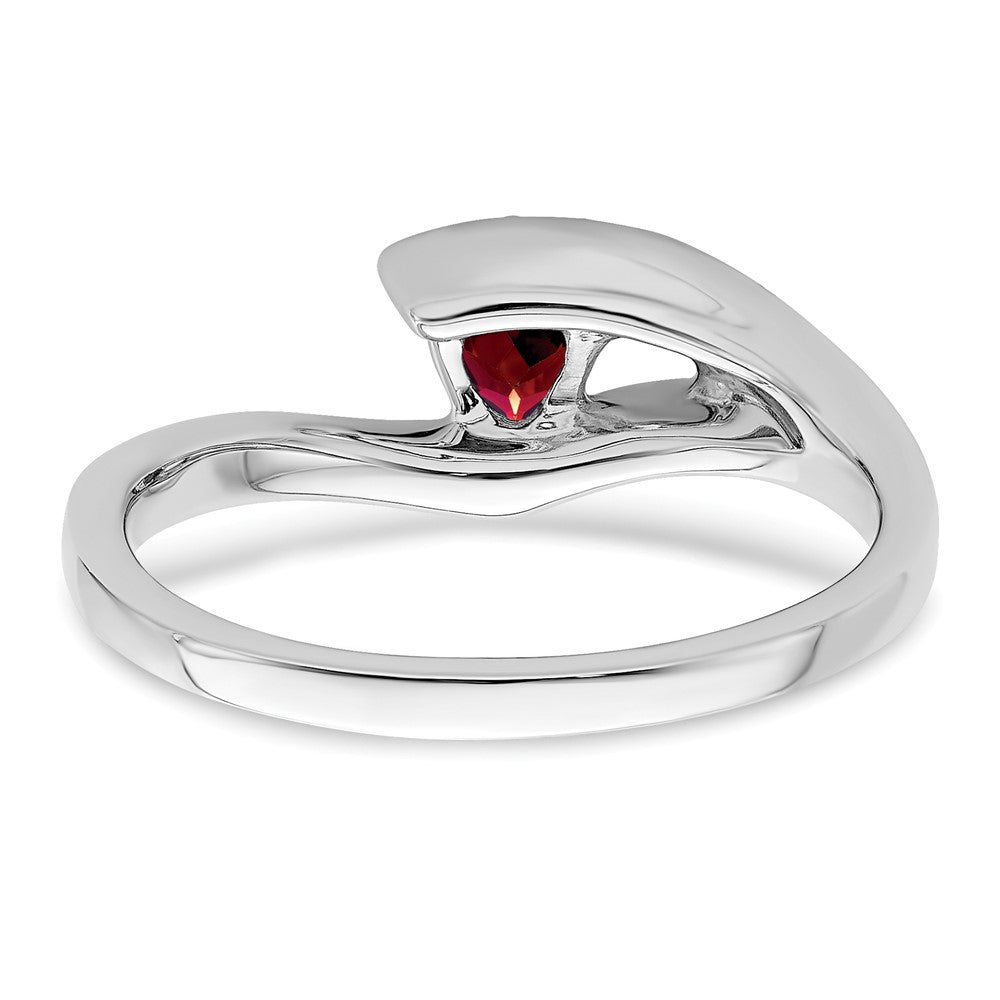 14k White Gold Trillion Garnet and Real Diamond Ring