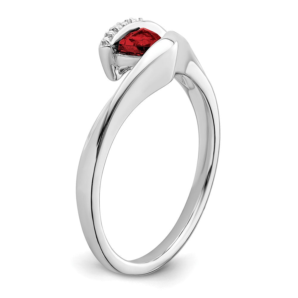 14k White Gold Trillion Garnet and Real Diamond Ring