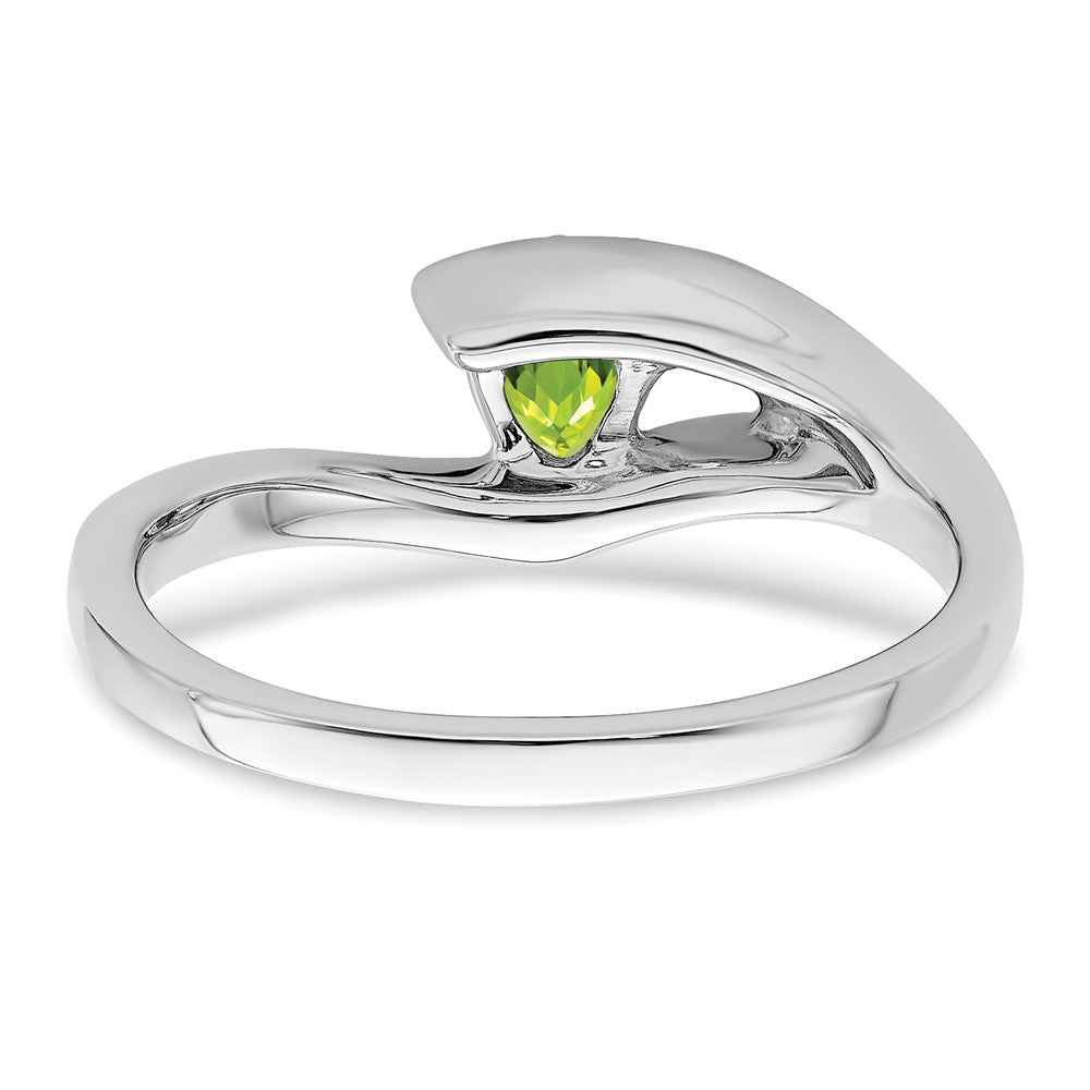 14k White Gold Trillion Peridot and Real Diamond Ring