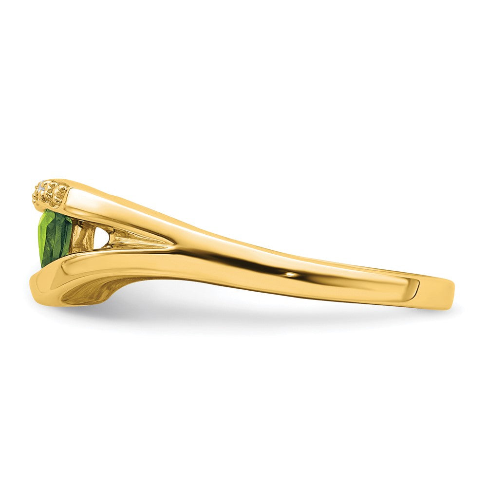 14K Yellow Gold Trillion Peridot and Real Diamond Ring