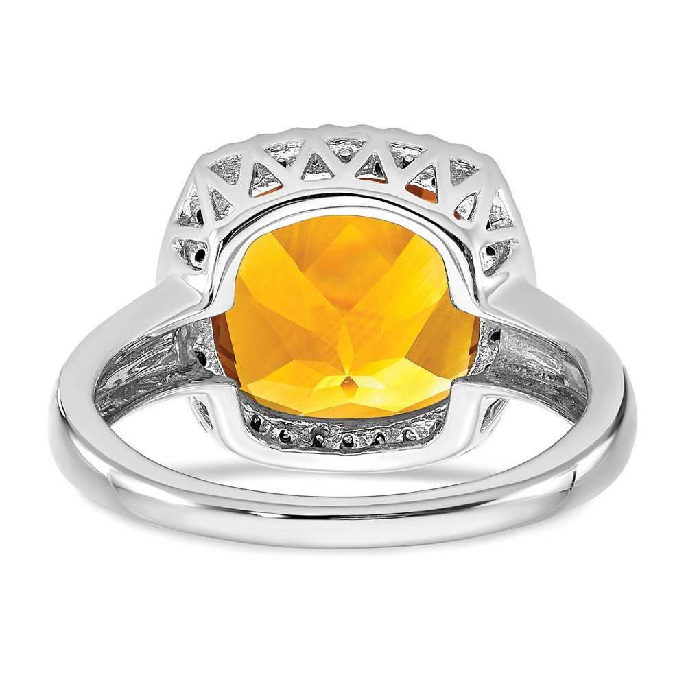 14k White Gold Citrine and Real Diamond Ring