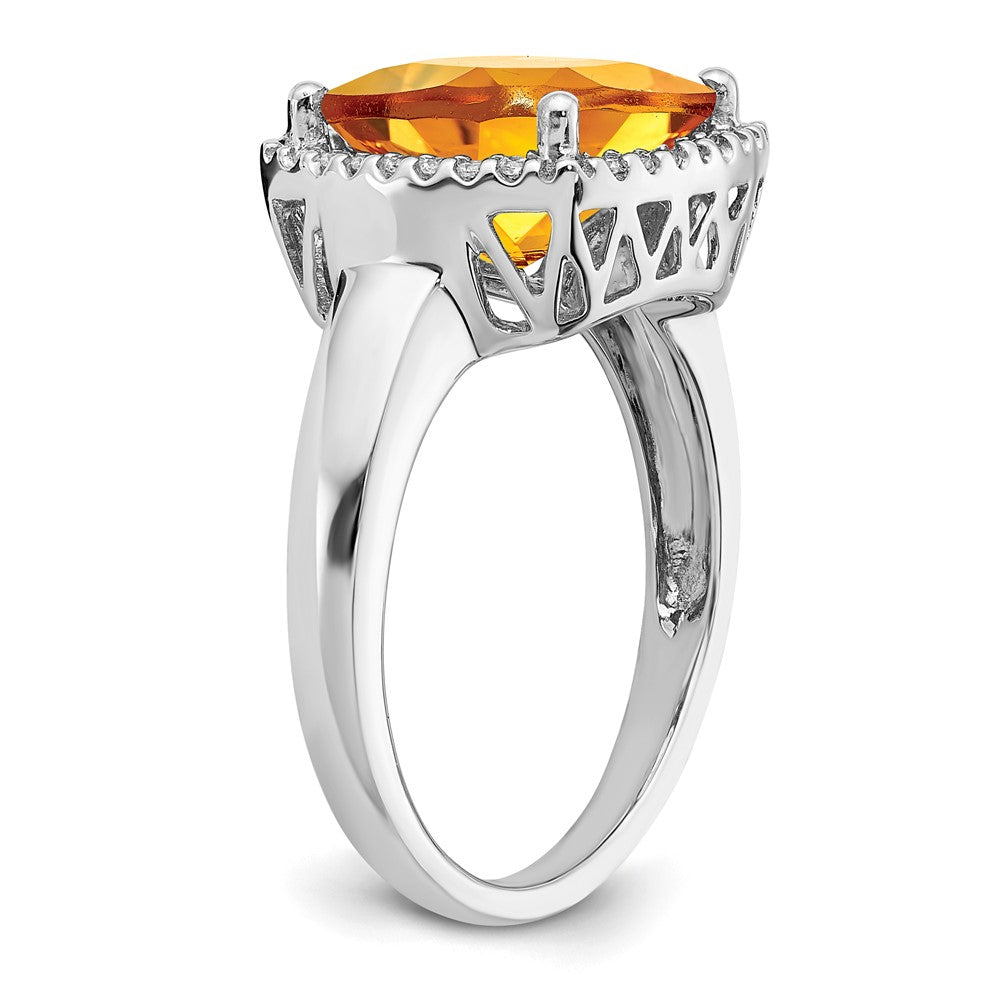 14k White Gold Citrine and Real Diamond Ring