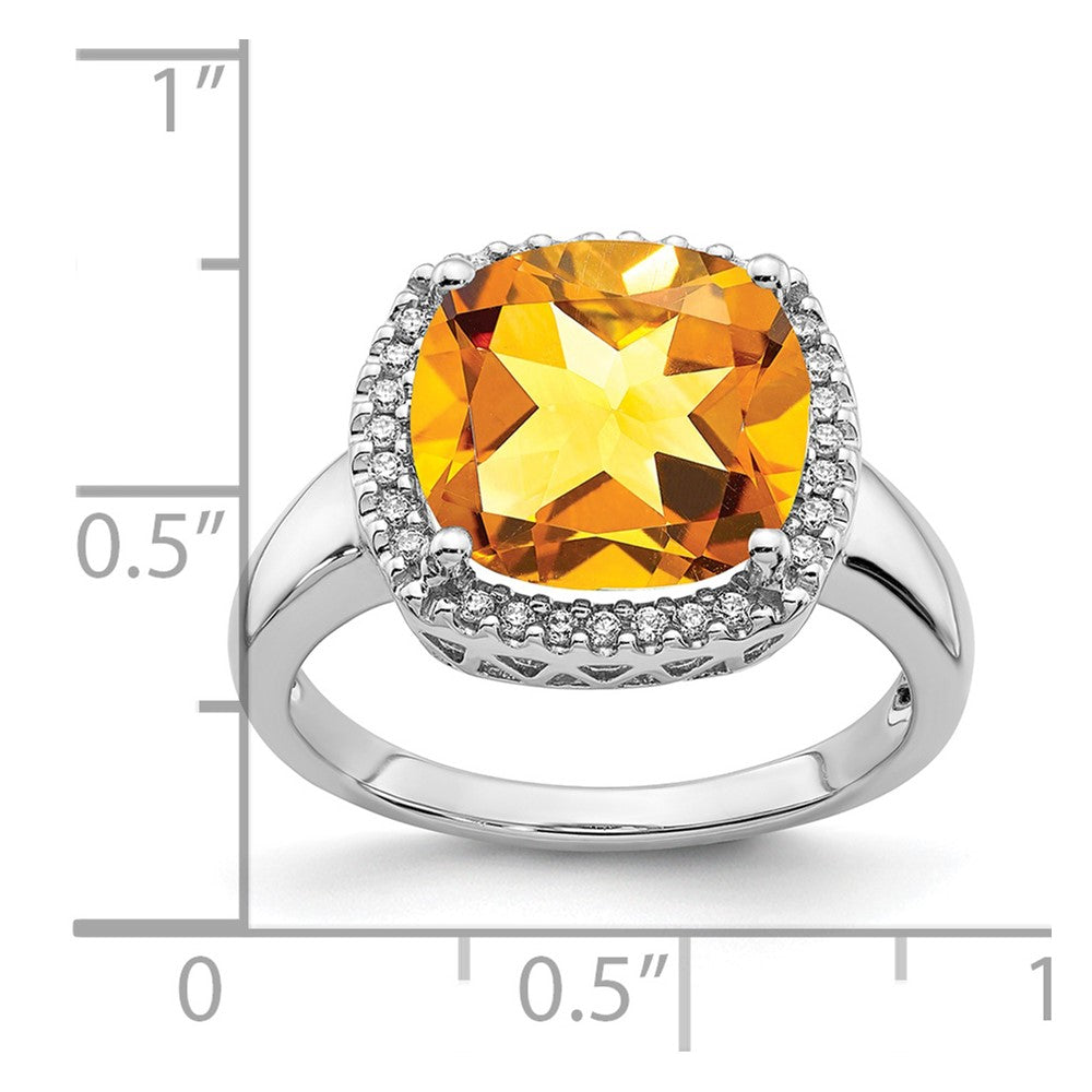 Solid 14k White Gold Simulated Citrine and CZ Ring