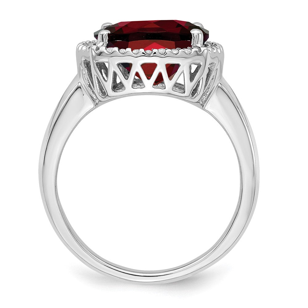 14k White Gold Garnet and Real Diamond Ring