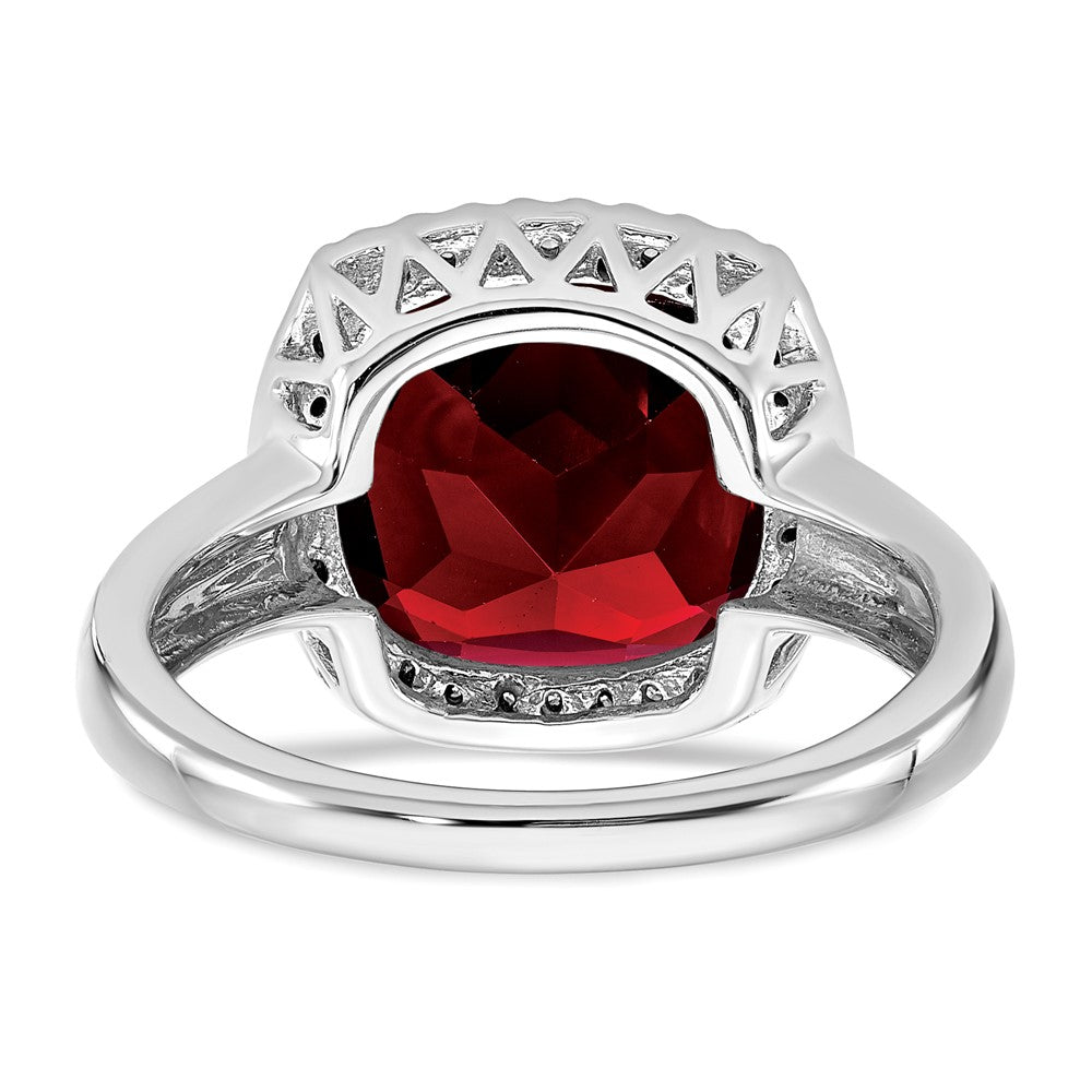 14k White Gold Garnet and Real Diamond Ring