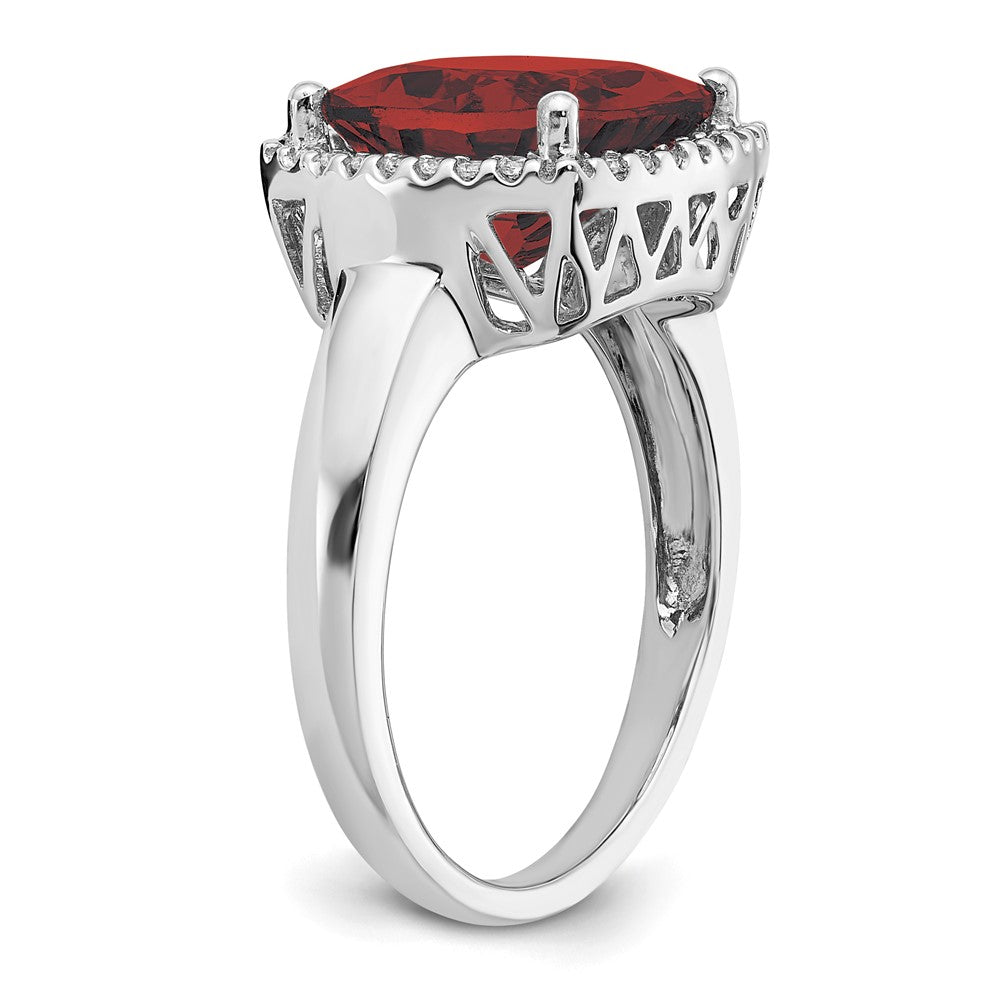 14k White Gold Garnet and Real Diamond Ring