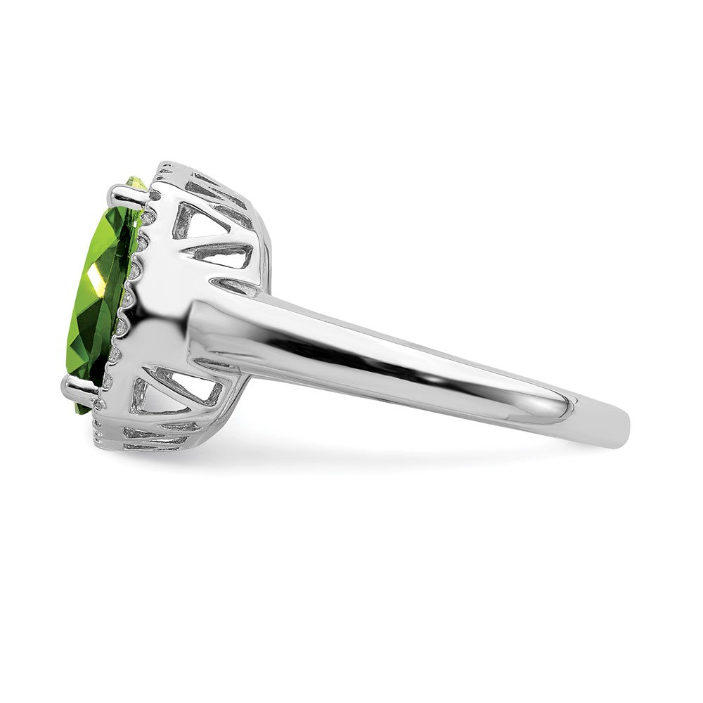 14k White Gold Peridot and Real Diamond Ring