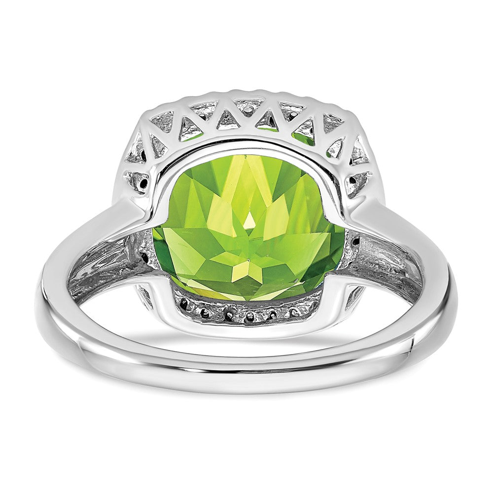 14k White Gold Peridot and Real Diamond Ring