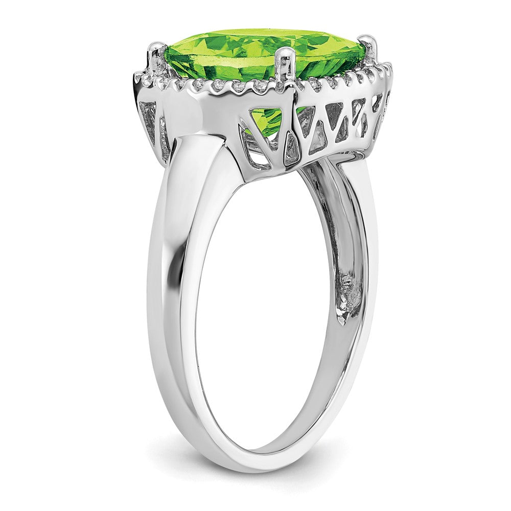 14k White Gold Peridot and Real Diamond Ring