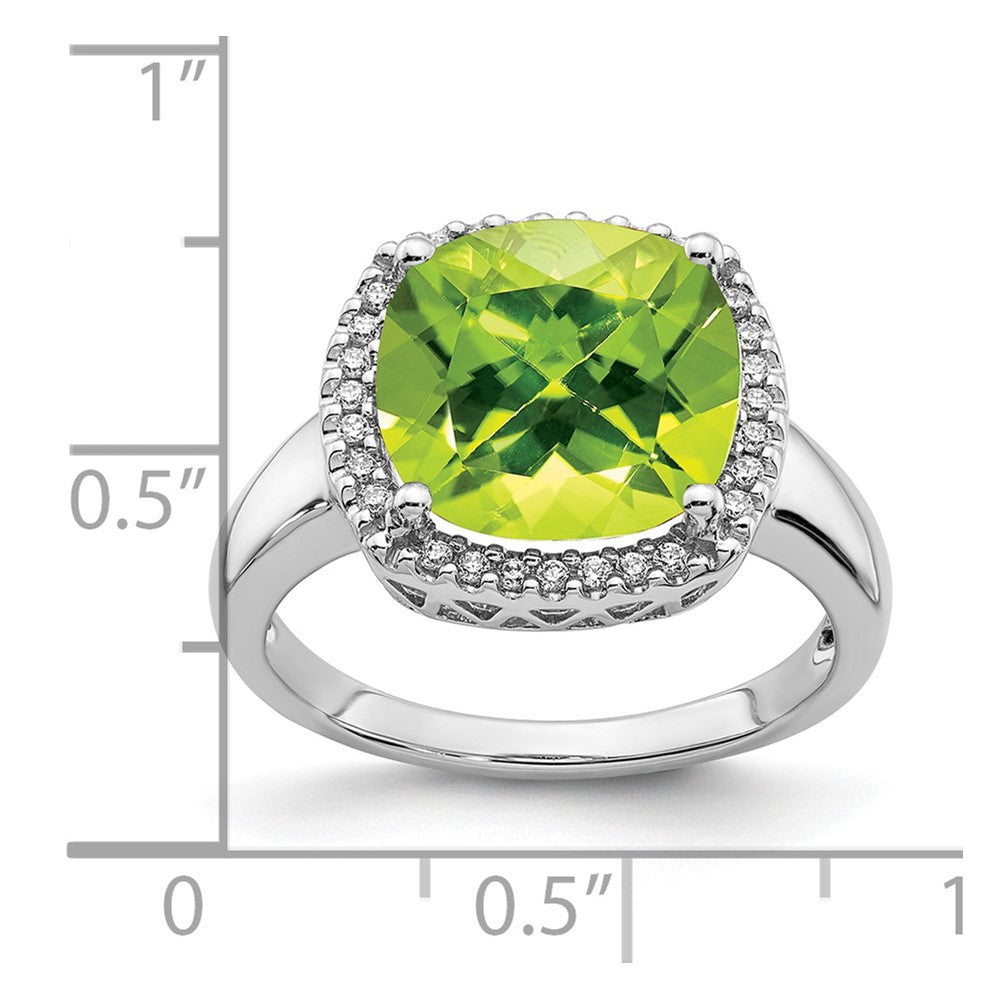 Solid 14k White Gold Simulated Peridot and CZ Ring