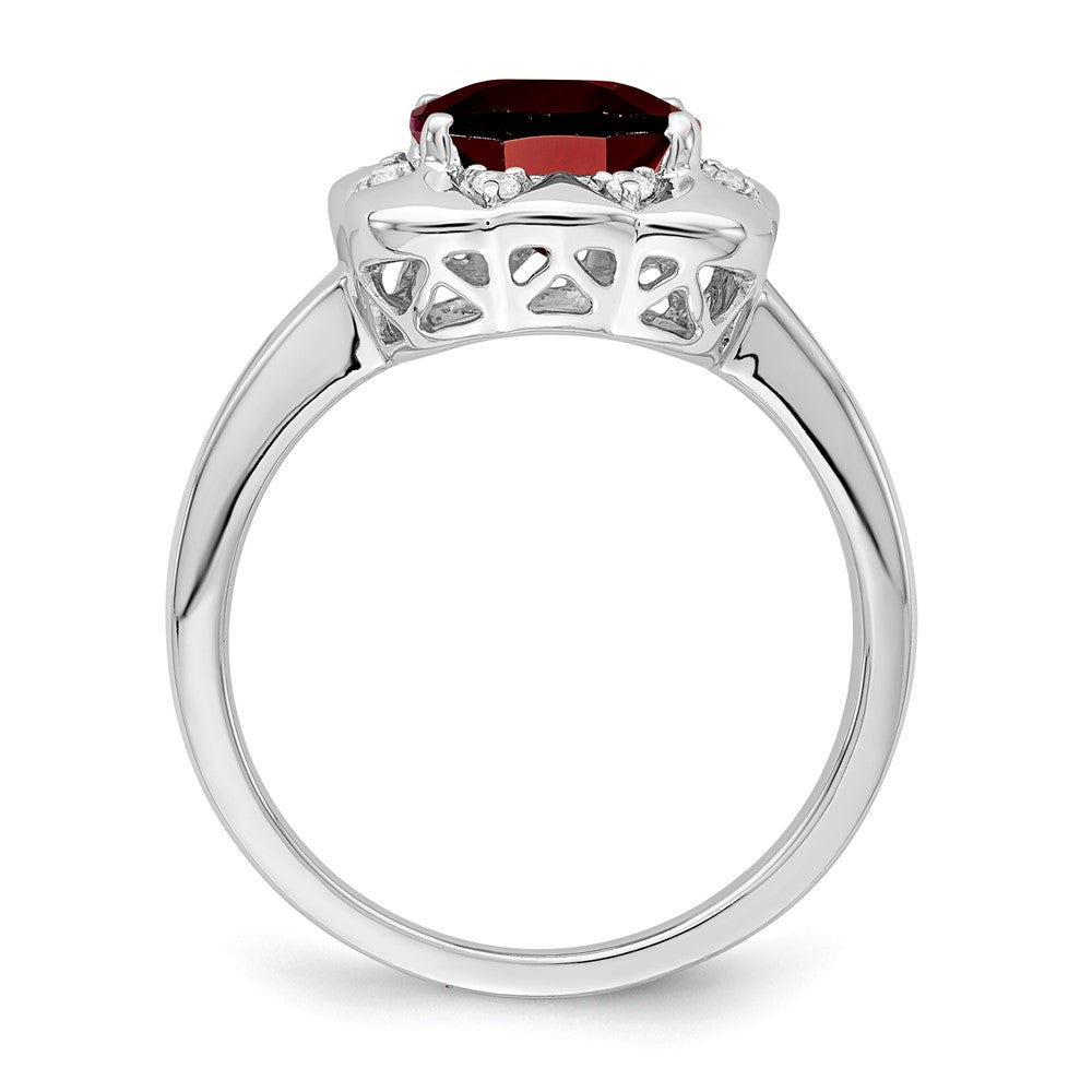 14k White Gold Garnet and Real Diamond Ring