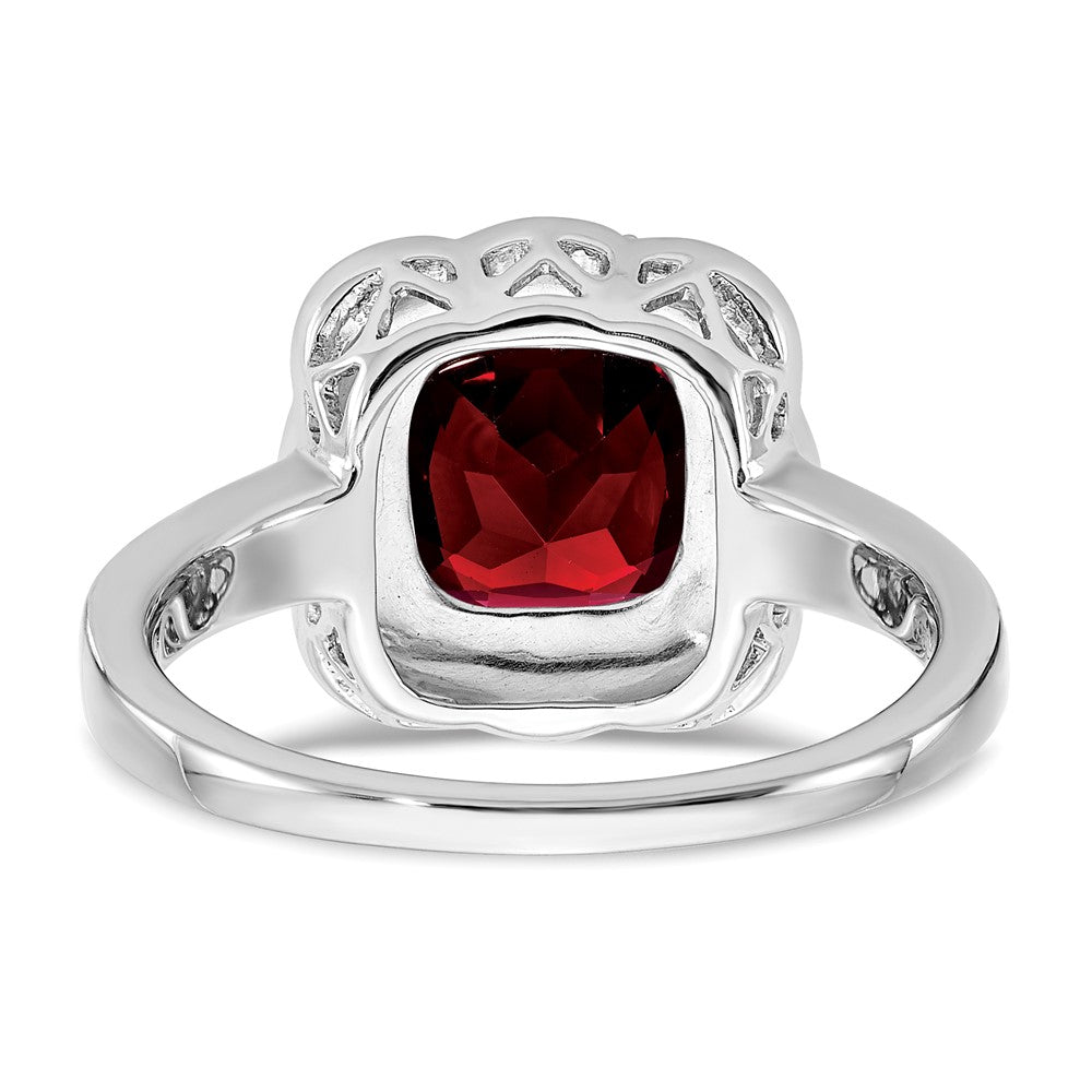 14k White Gold Garnet and Real Diamond Ring