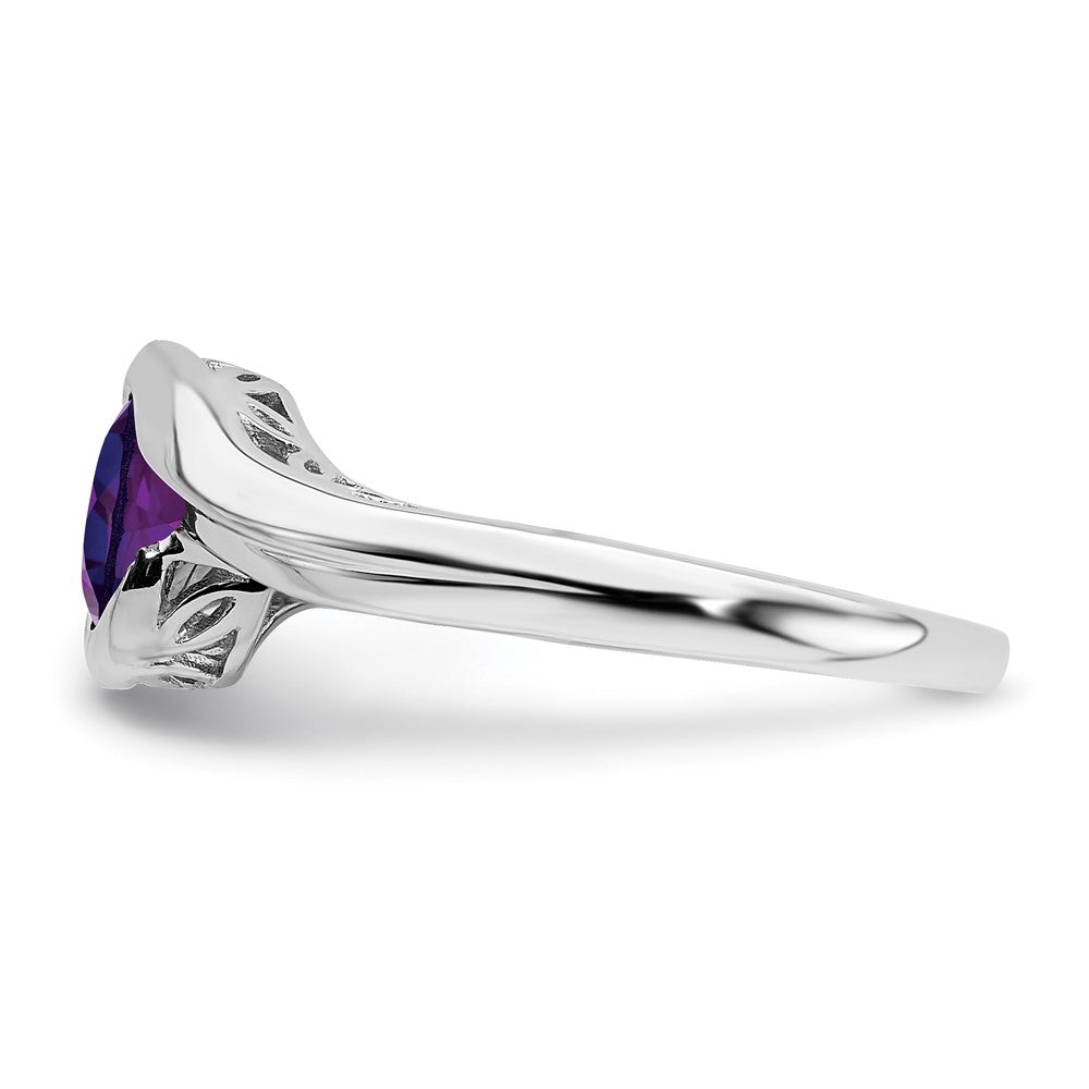 14k White Gold Amethyst Bypass Ring