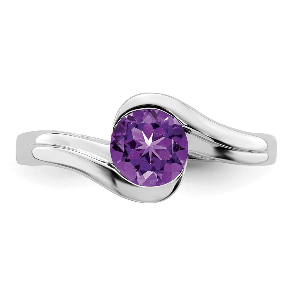 14k White Gold Amethyst Bypass Ring