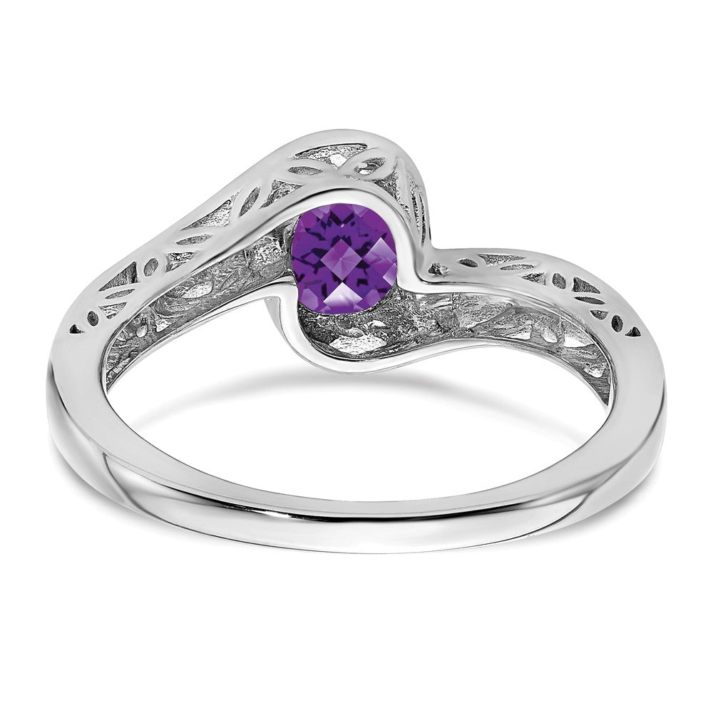 14k White Gold Amethyst Bypass Ring