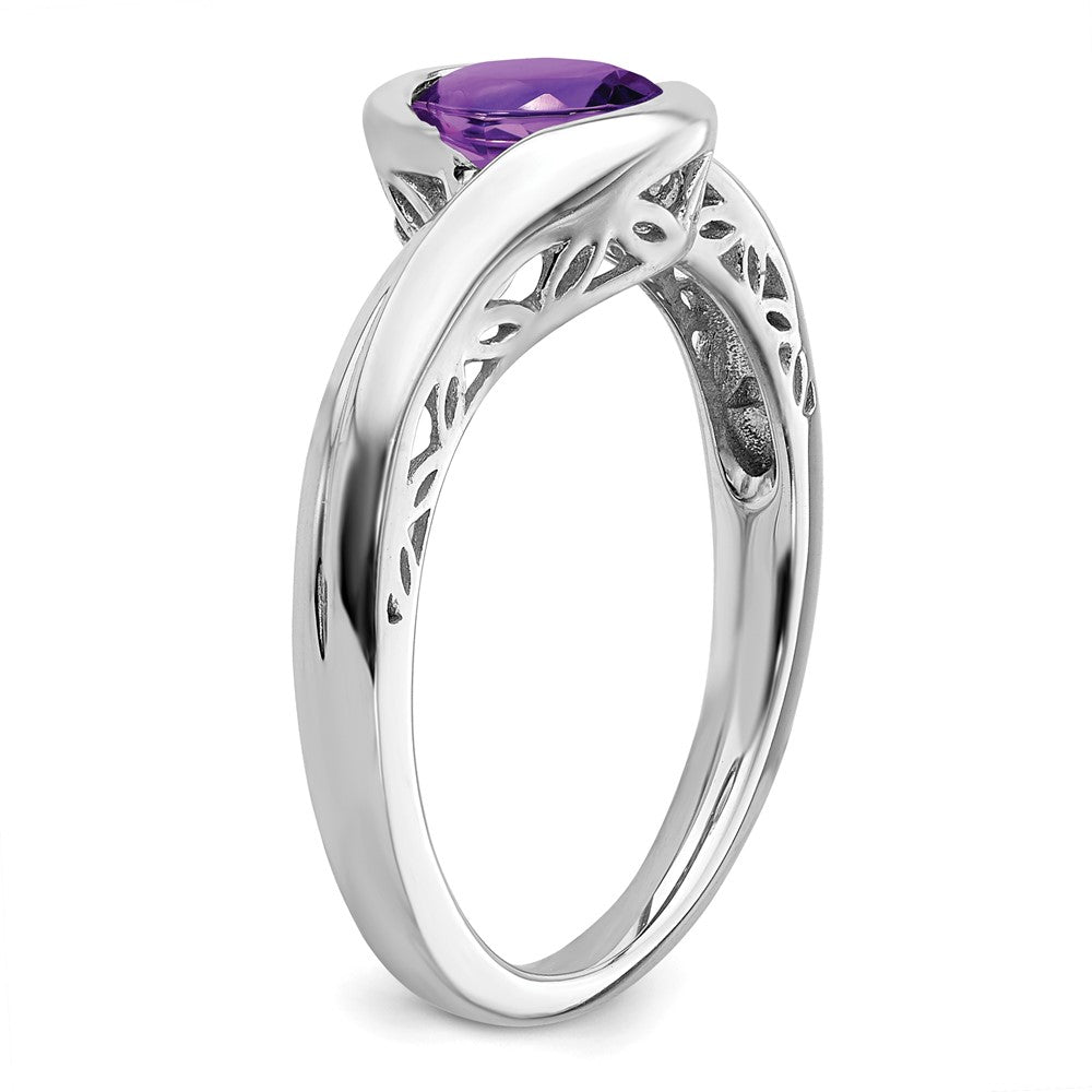 14k White Gold Amethyst Bypass Ring