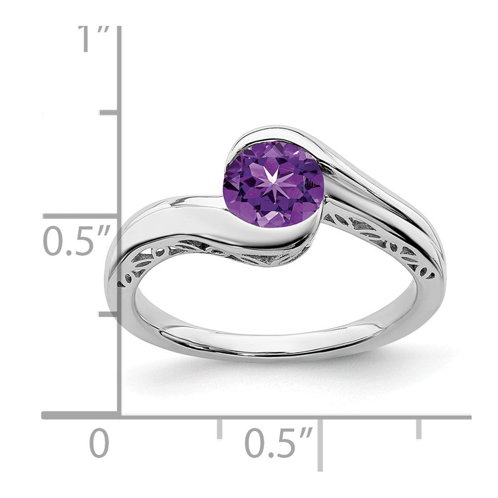 14k White Gold Amethyst Bypass Ring