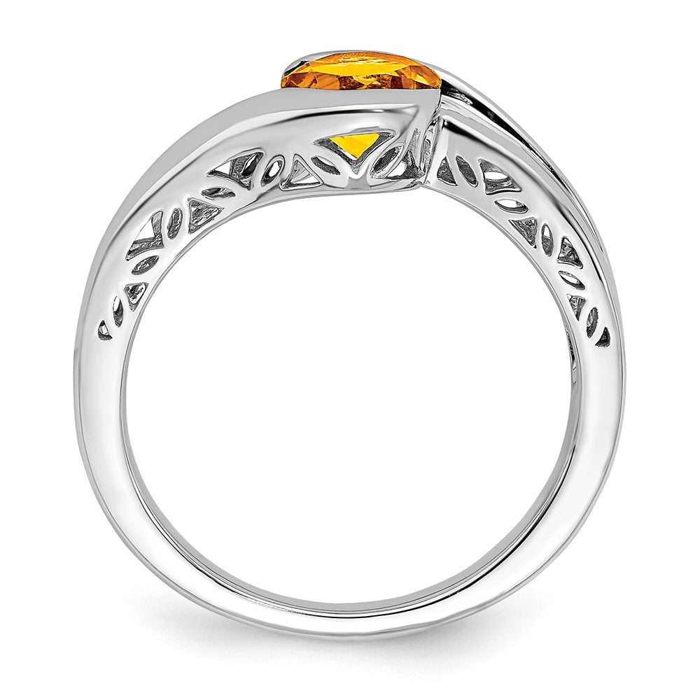 Solid 14k White Gold Simulated Citrine Bypass Ring