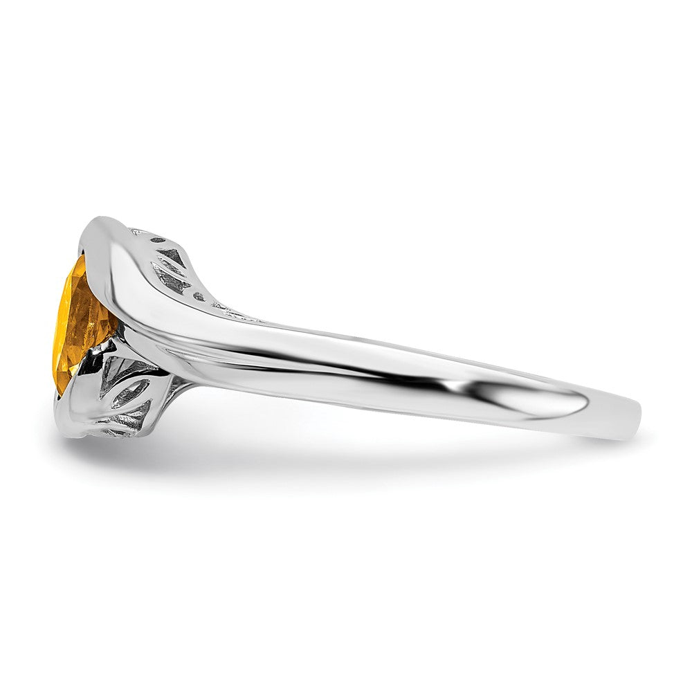 Solid 14k White Gold Simulated Citrine Bypass Ring