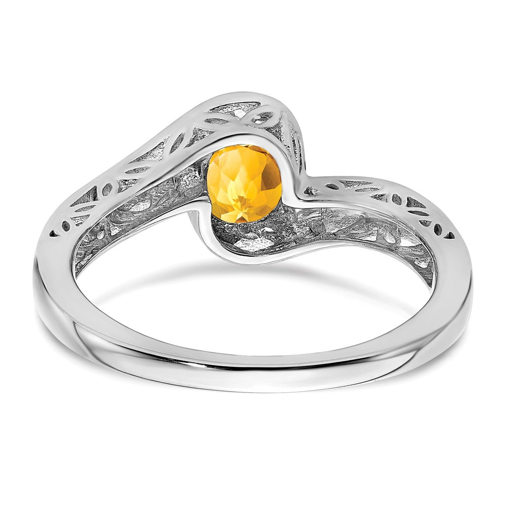 Solid 14k White Gold Simulated Citrine Bypass Ring