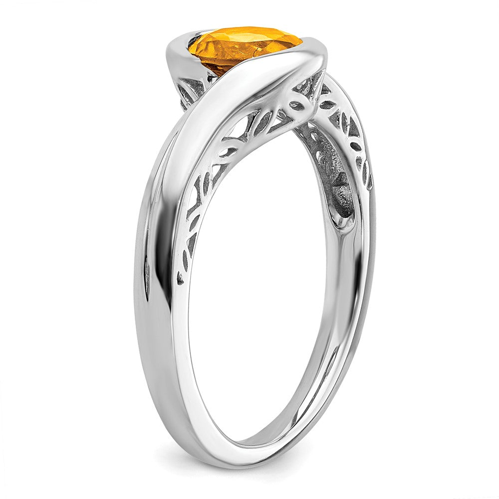 Solid 14k White Gold Simulated Citrine Bypass Ring