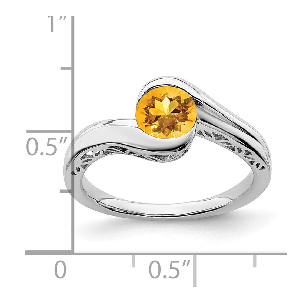 Solid 14k White Gold Simulated Citrine Bypass Ring