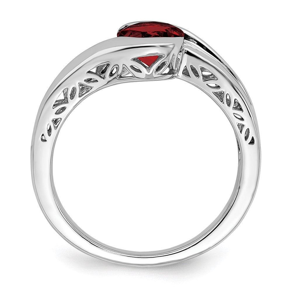 14k White Gold Garnet Bypass Ring