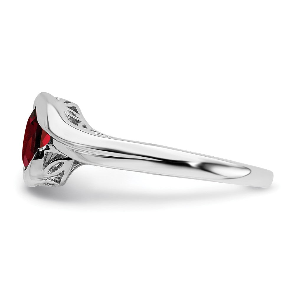 14k White Gold Garnet Bypass Ring