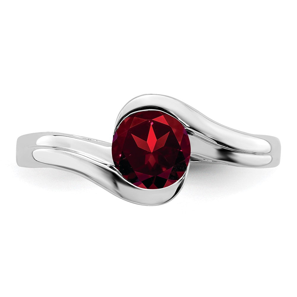 14k White Gold Garnet Bypass Ring