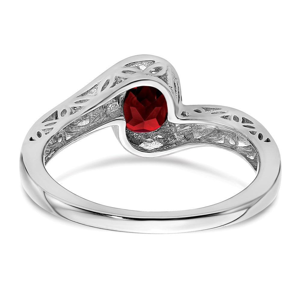 14k White Gold Garnet Bypass Ring