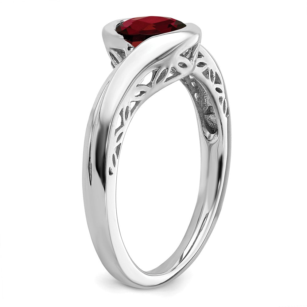 14k White Gold Garnet Bypass Ring