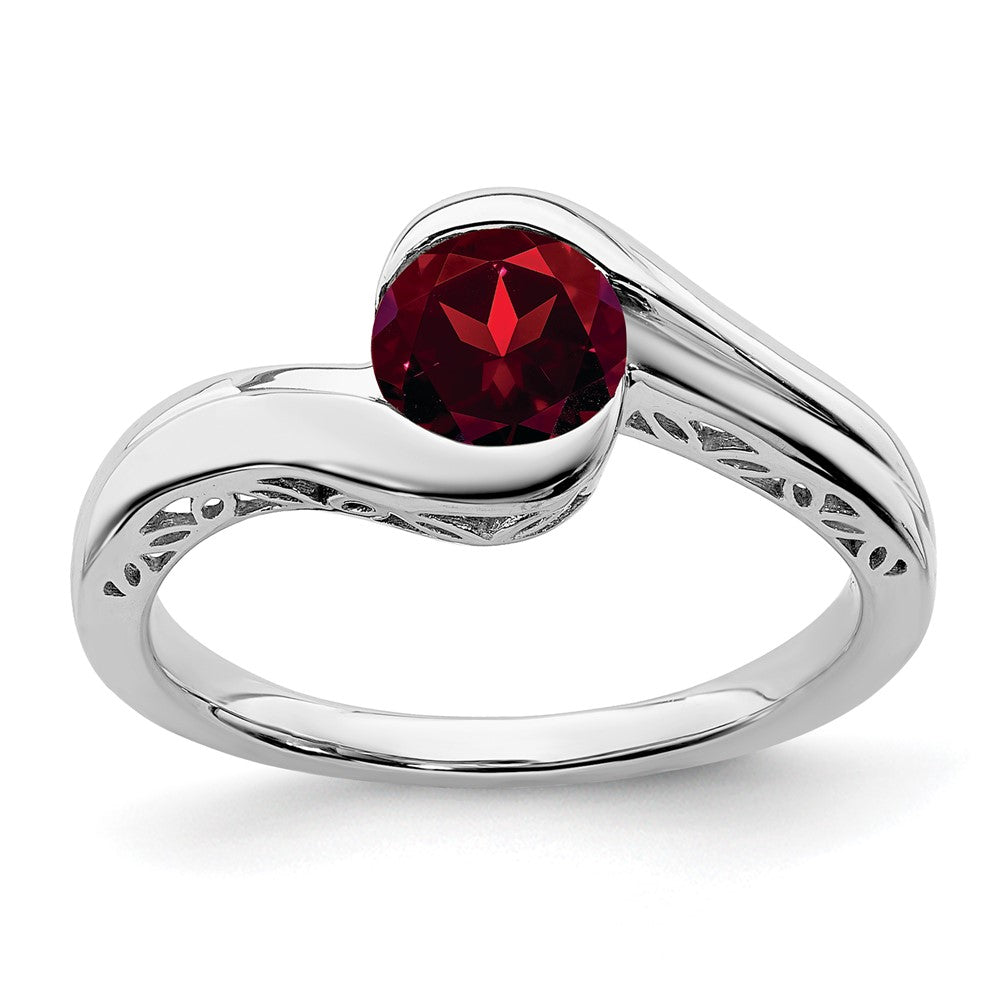 14k White Gold Garnet Bypass Ring