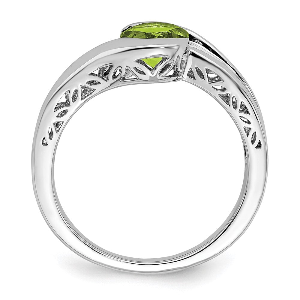 14k White Gold Peridot Bypass Ring