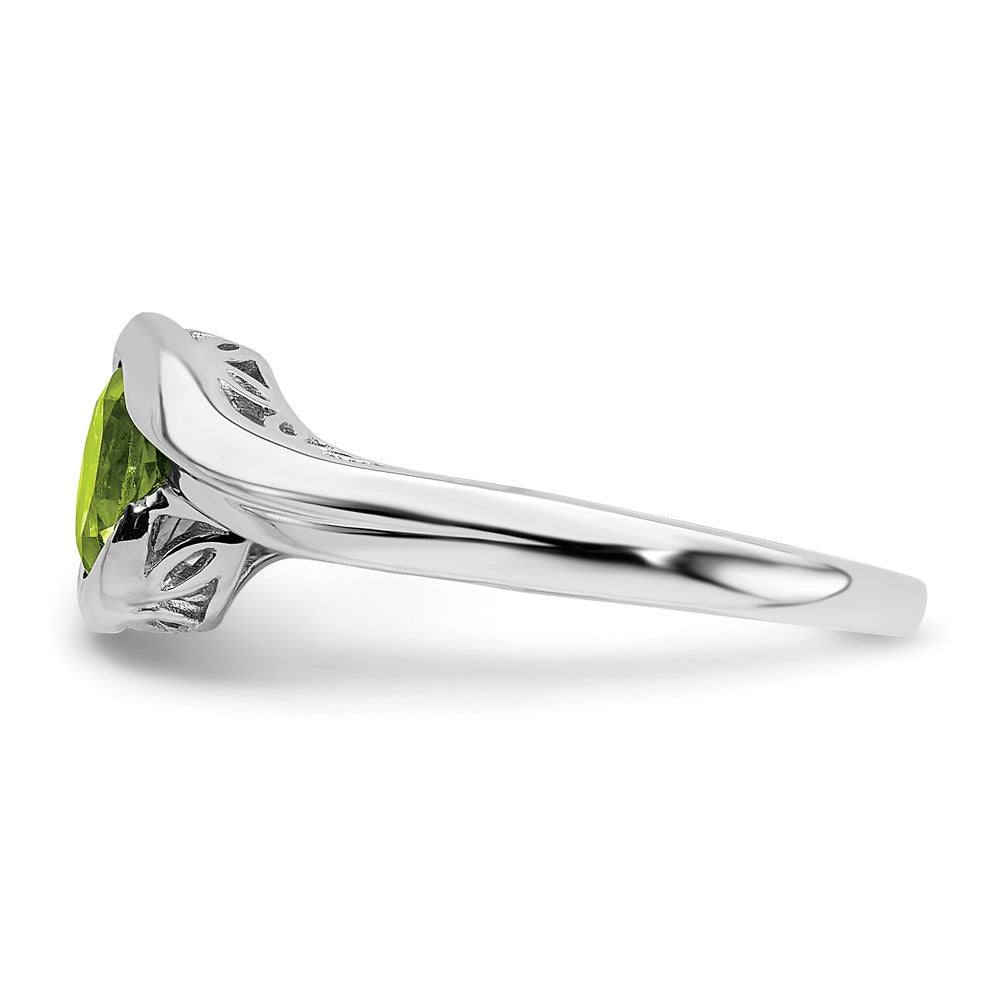 14k White Gold Peridot Bypass Ring