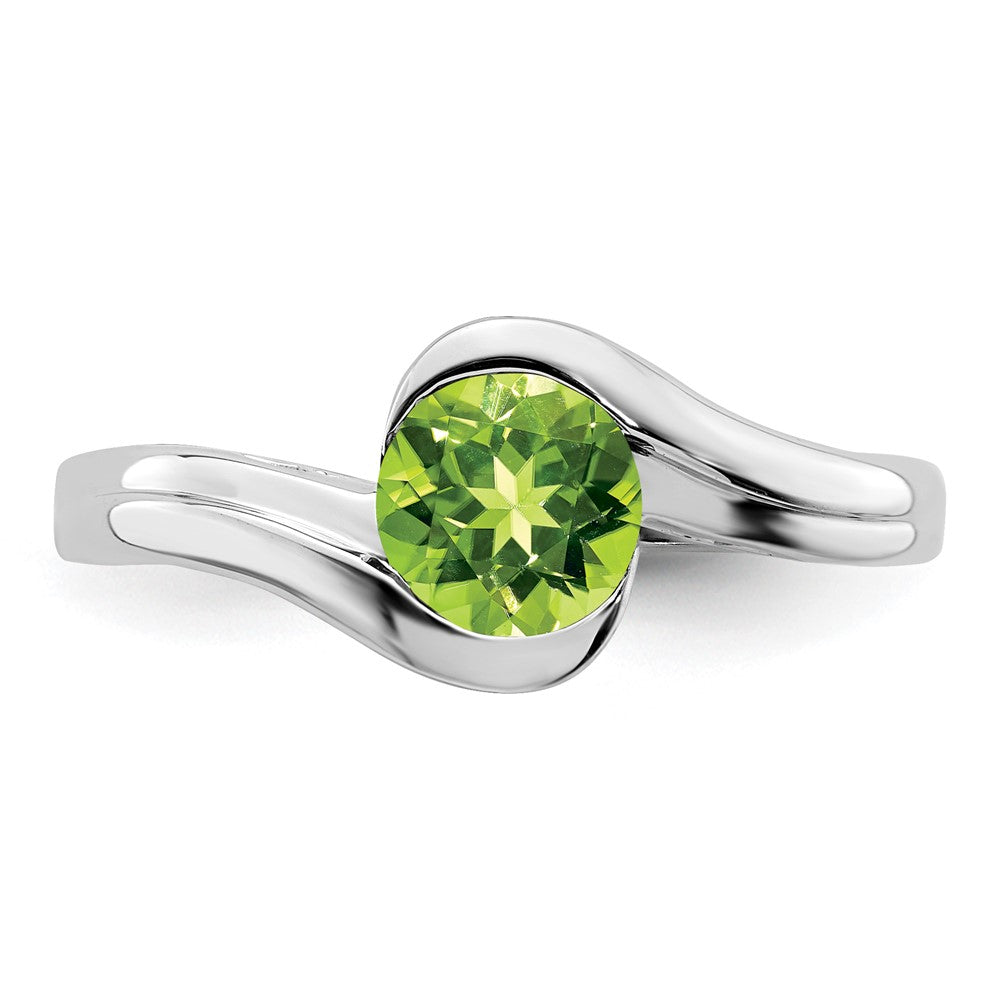 14k White Gold Peridot Bypass Ring