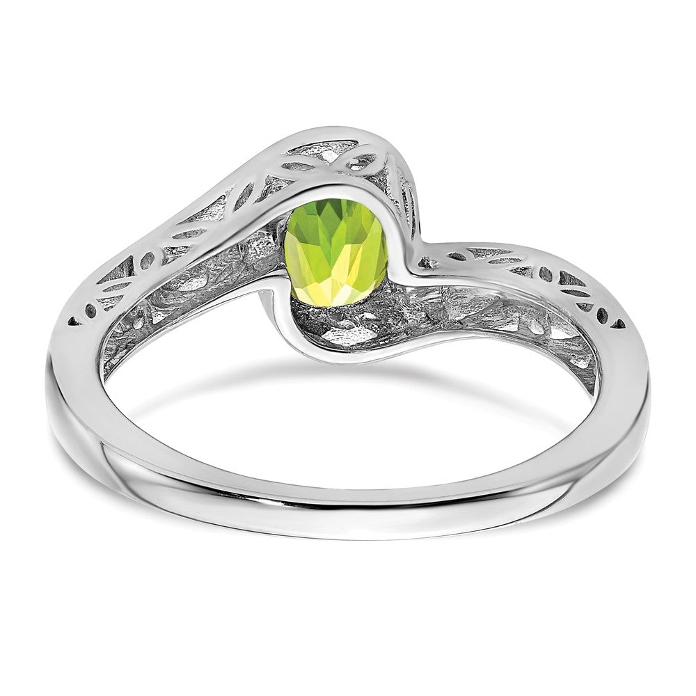 14k White Gold Peridot Bypass Ring