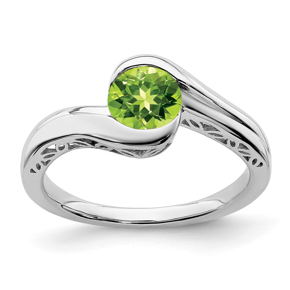 14k White Gold Peridot Bypass Ring