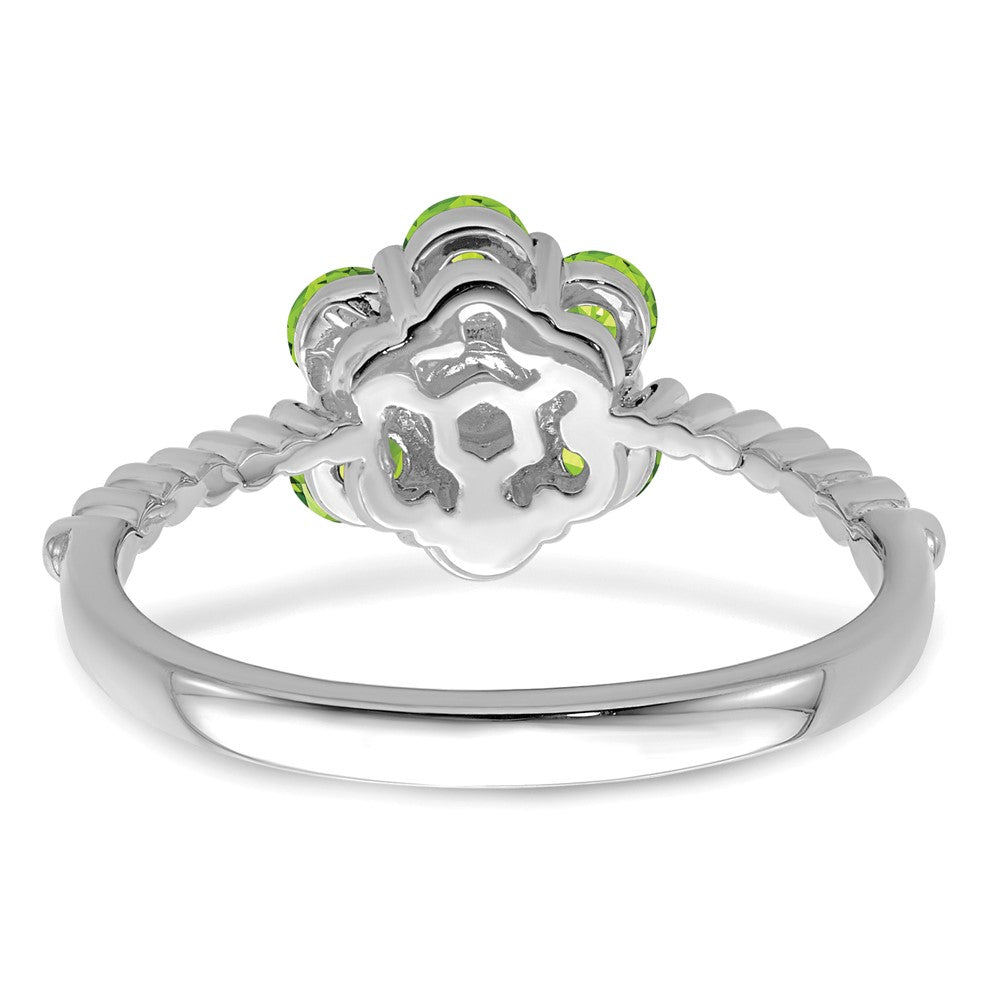 14k White Gold Peridot and Real Diamond Floral Ring